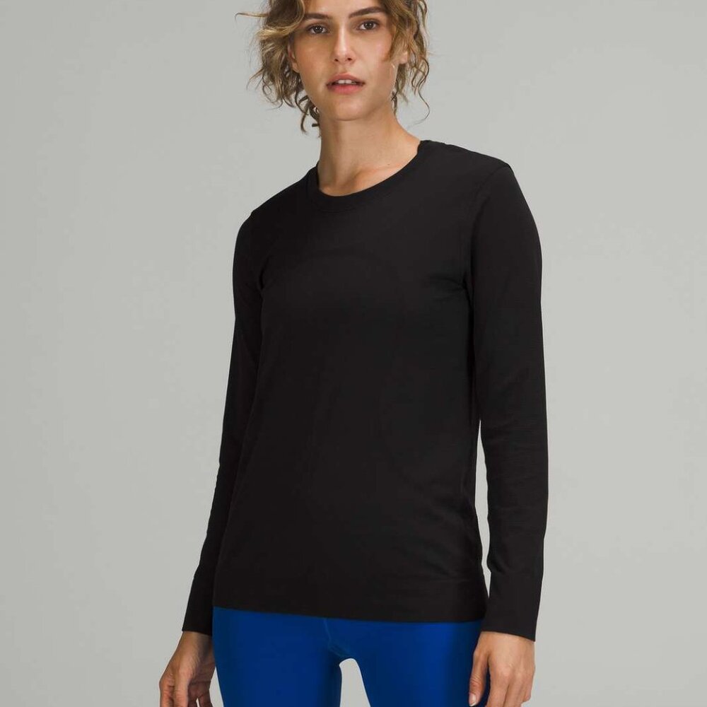 Like New! Lululemon Swiftly Relaxed Long Sleeve Shirt - Black / Black - Size 6